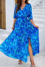 Load image into Gallery viewer, Printed Tied Half Sleeve Slit Dress