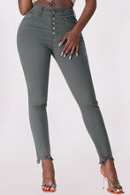 Load image into Gallery viewer, Button Fly Hem Detail Skinny Jeans