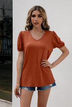Load image into Gallery viewer, Button Detail Puff Sleeve Tee