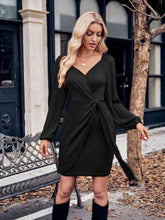 Load image into Gallery viewer, Asymmetrical Surplice Puff Sleeve Mini Dress