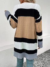 Load image into Gallery viewer, Color Block Open Front Drop Shoulder Cardigan