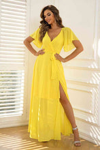 Load image into Gallery viewer, Tie Waist Flutter Sleeve Maxi Dress