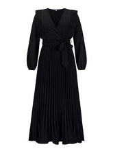 Load image into Gallery viewer, Pleated Surplice Tie Waist Maxi Dress