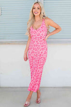 Load image into Gallery viewer, Leopard Sleeveless Slit Midi Dress