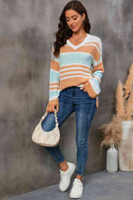 Load image into Gallery viewer, Striped V-Neck Knit Top