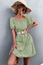 Load image into Gallery viewer, Square Neck Short Sleeve Mini Dress