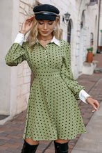 Load image into Gallery viewer, Polka Dot Puff Sleeve Collared Dress