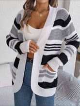 Load image into Gallery viewer, Striped Open Front Long Sleeve Cardigan