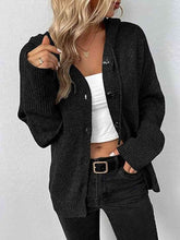 Load image into Gallery viewer, Button Up Drawstring Long Sleeve Hooded Cardigan