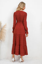 Load image into Gallery viewer, Swiss Dot Tied Surplice Flounce Sleeve Dress