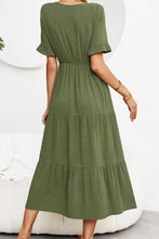 Load image into Gallery viewer, Short Sleeve V-Neck Tiered Dress