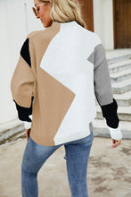 Load image into Gallery viewer, Color Block Mock Neck Ribbed Trim Sweater