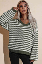 Load image into Gallery viewer, Striped Dropped Shoulder Sweater