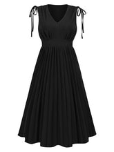 Load image into Gallery viewer, Pleated V-Neck Sleeveless Midi Dress