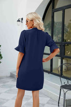 Load image into Gallery viewer, Notched Neck Flounce Sleeve Mini Dress