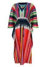 Load image into Gallery viewer, Mixed Stripes Accordion Pleated Dolman Sleeve Midi Dress