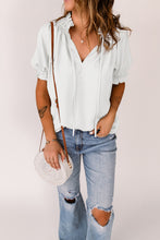 Load image into Gallery viewer, Smocked Frill Trim Flounce Sleeve Blouse