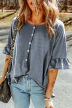 Load image into Gallery viewer, Button Front Flounce Sleeve Tee