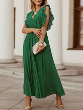 Load image into Gallery viewer, Tied Surplice Cap Sleeve Pleated Dress