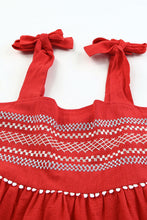 Load image into Gallery viewer, Embroidered Tie-Shoulder Babydoll Tank
