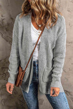 Load image into Gallery viewer, Open Front Long Sleeve Cardigan with Pockets