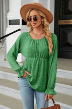 Load image into Gallery viewer, Round Neck Flounce Sleeve Blouse