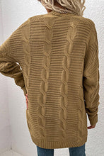 Load image into Gallery viewer, Cable-Knit Open Front Cardigan with Pockets