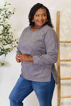 Load image into Gallery viewer, Basic Bae Round Neck Drop Shoulder Slit Sweatshirt