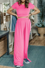 Load image into Gallery viewer, Short Sleeve Top and Wide Leg Pants Set