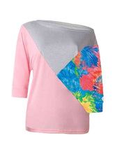 Load image into Gallery viewer, Color Block Three-Quarter Sleeve Blouse