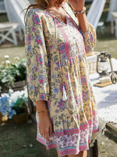 Load image into Gallery viewer, Bohemian Tassel Tie Tiered Dress