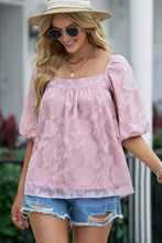 Load image into Gallery viewer, Applique Puff Sleeve Square Neck Blouse