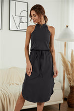 Load image into Gallery viewer, Drawstring Open Back Slit Sleeveless Dress
