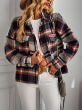 Load image into Gallery viewer, Plaid Button Front Brushed Shacket with Breast Pockets