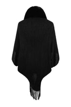 Load image into Gallery viewer, Fringe Detail Long Sleeve Ribbed Poncho