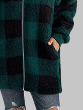 Load image into Gallery viewer, Plaid Zip-Up Hooded Jacket with Pockets