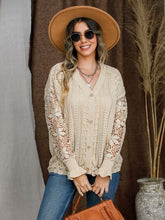 Load image into Gallery viewer, Eyelet Button Up Lantern Sleeve Cardigan