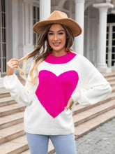 Load image into Gallery viewer, Heart Graphic Round Neck Sweater