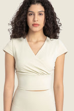 Load image into Gallery viewer, Gathered Detail Surplice Short Sleeve Sports Top