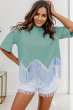 Load image into Gallery viewer, Fringe Round Neck Short Sleeve T-Shirt