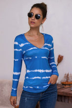 Load image into Gallery viewer, Tie-Dye Plunge Long Sleeve Top