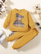 Load image into Gallery viewer, Plaid Bear Graphic Tee and Plaid Print Pants Kit