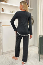 Load image into Gallery viewer, Heart Graphic Lace Trim Top and Pants Lounge Set