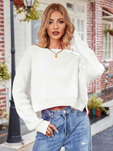 Load image into Gallery viewer, Dropped Shoulder Round Neck Long Sleeve Knit Top
