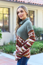 Load image into Gallery viewer, Celeste Design Full Size Geometric Turtleneck Drawstring Knit Top