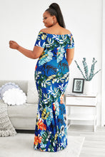 Load image into Gallery viewer, Plus Size Floral Off-Shoulder Short Sleeve Fishtail Dress
