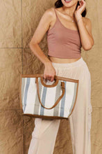 Load image into Gallery viewer, Fame Striped In The Sun Faux Leather Trim Tote Bag