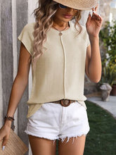 Load image into Gallery viewer, Rolled Cap Sleeve Round Neck Sweater Vest