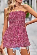 Load image into Gallery viewer, Leopard Frill Trim Strapless Blouse