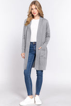 Load image into Gallery viewer, ACTIVE BASIC Open Front Rib Trim Long Sleeve Knit Cardigan